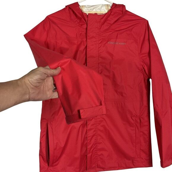 NWT Vineyard Vines Boys Beacon Full Zip Hooded Jacket In Parade Red Size Large - Picture 3 of 16